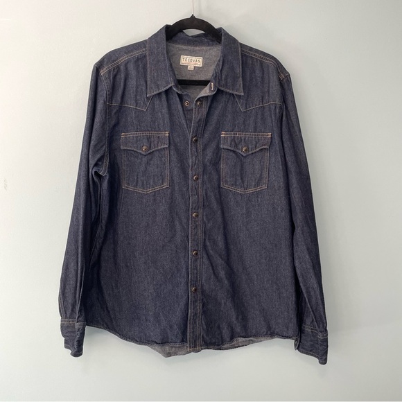 TECOVAS Men’s Denim Pearl Snap Shirt Jacket in Medium...